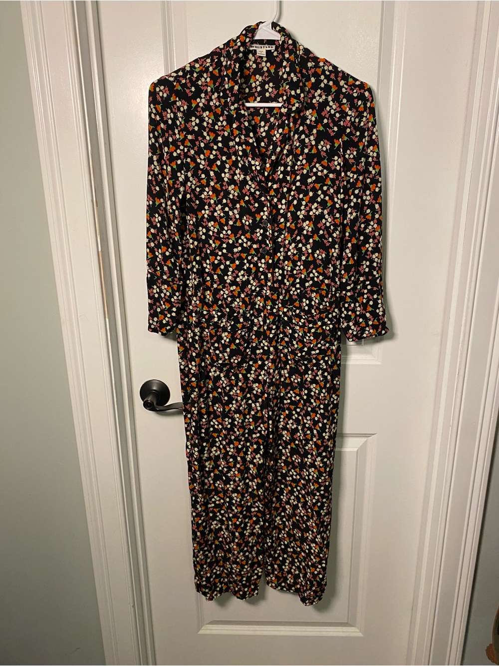 Whistles Black Long Sleeve Floral Jumpsuit